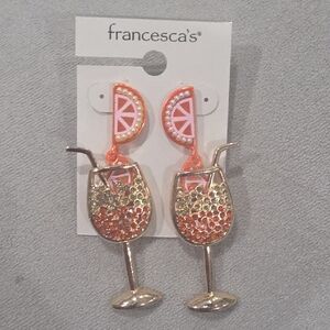 Francesca's Collections Orange and Gold Drink Earrings